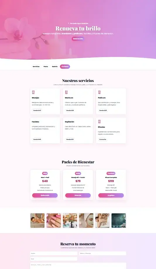 Landing page Salon Belleza
